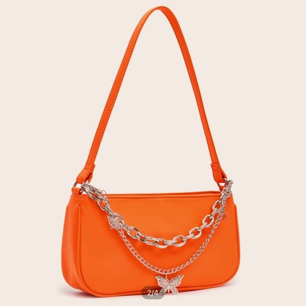 Butterfly decor baguette bag